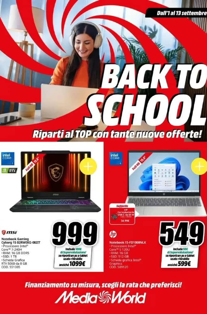 Copertina del volantino MediaWorld, valido 1–13 settembre 2026