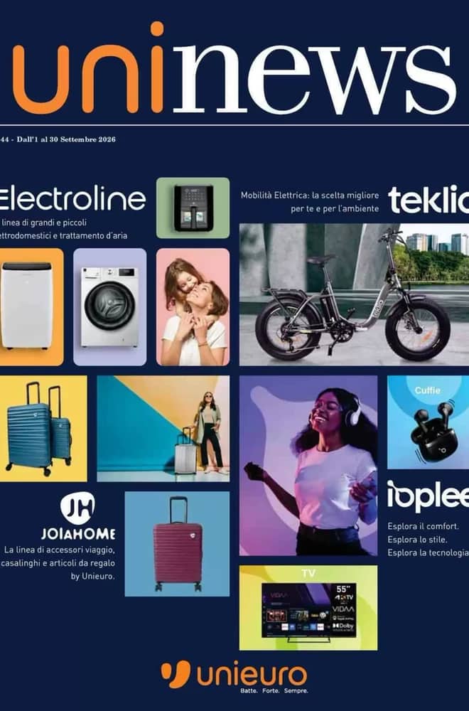 Copertina del volantino Unieuro, valido 1–30 settembre 2026