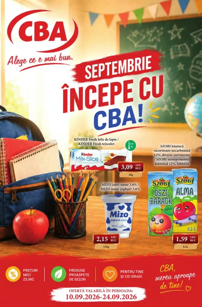 Coperta catalogului CBA, valabil 10–24 septembrie 2026