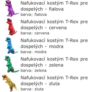 Nafukovací kostým T-Rex - rôzne farby, skoro nové! 2