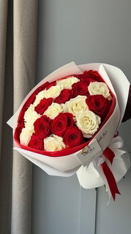 Kırmızı ve Beyaz Ekvador Gülleri – Royal Contrast