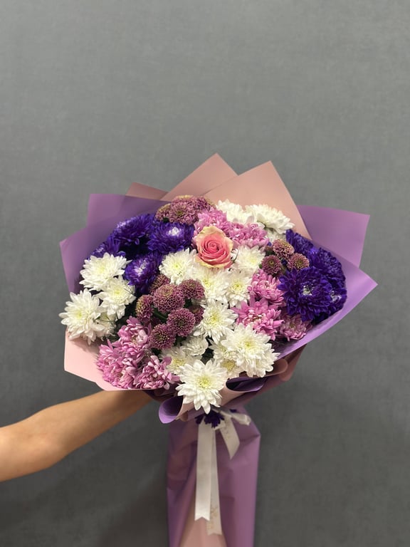 Mor Kasımpatı & Top Biçme Buketi