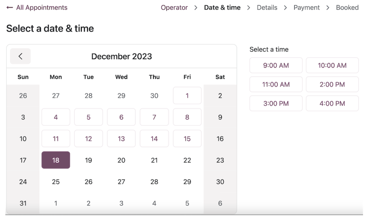 Scheduling Interface