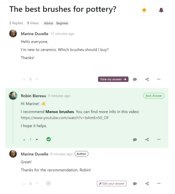 Forum Question and Answer Example