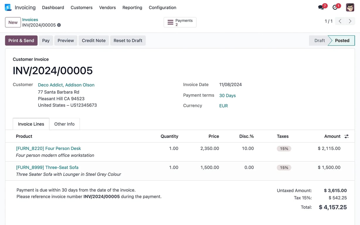 Odoo Invoicing Interface