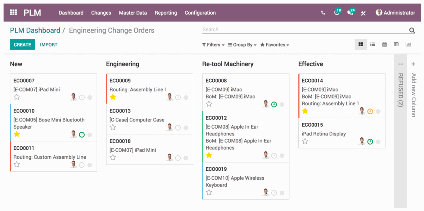 PLM Dashboard Interface