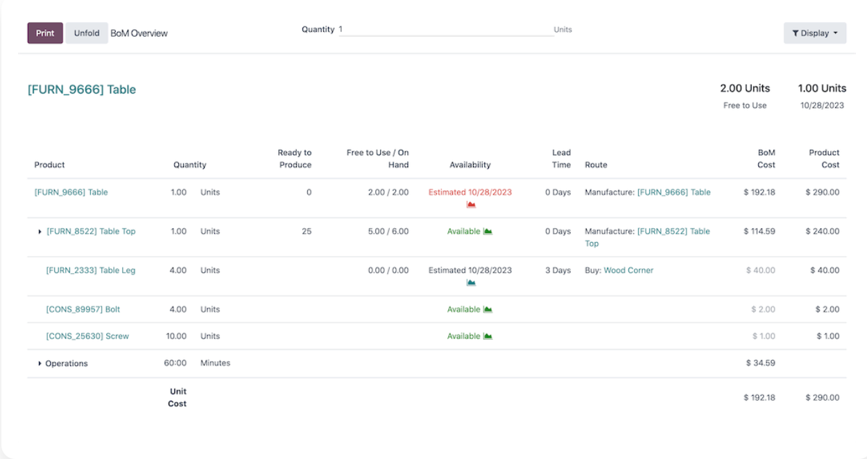 Manufacturing Order Interface