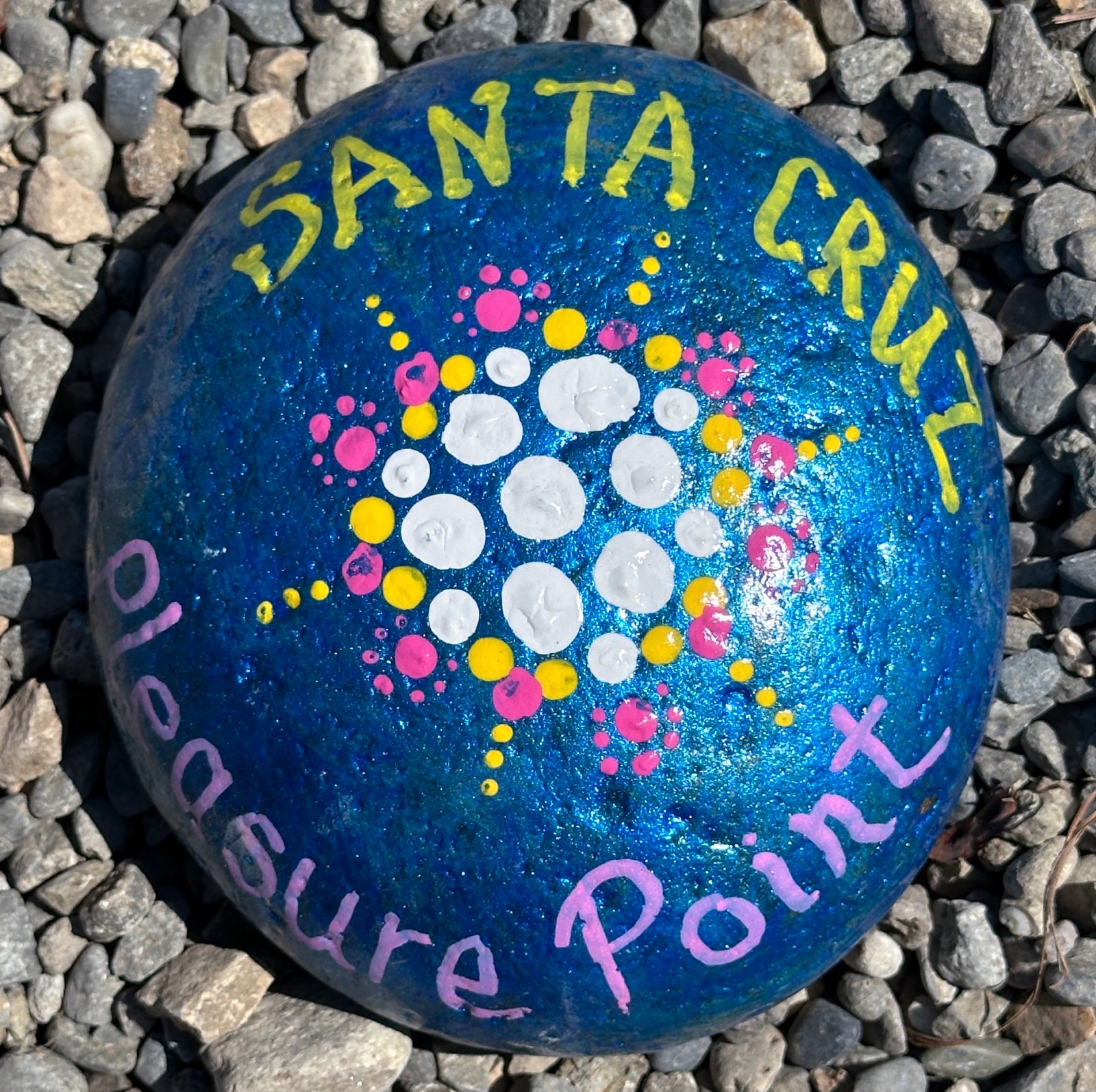 Painted rocks made by guests at Beach RV Pleasure Point
