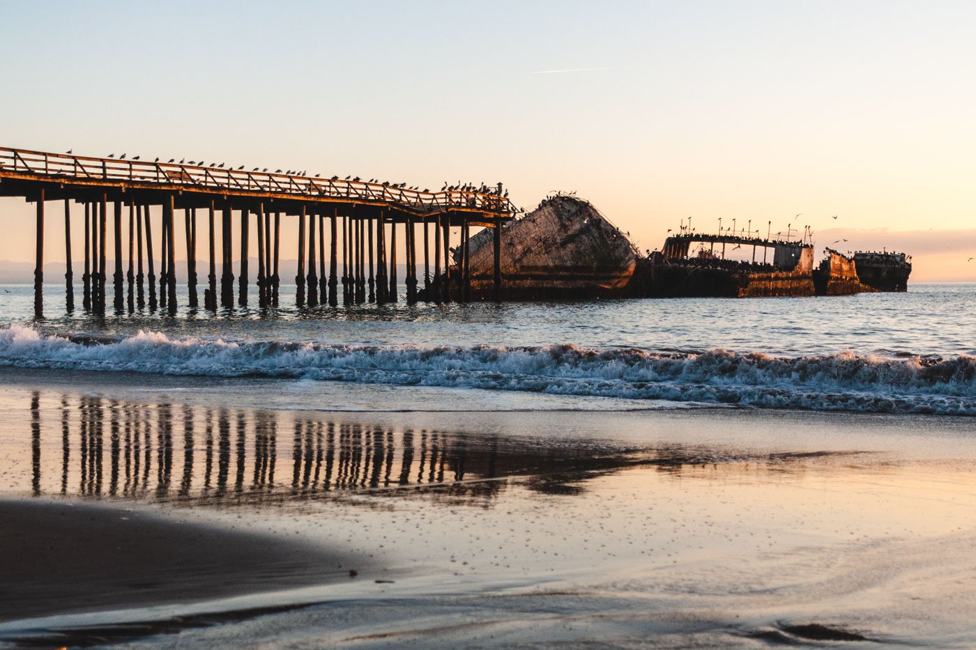 Seacliff State Beach cement ship at sunrise