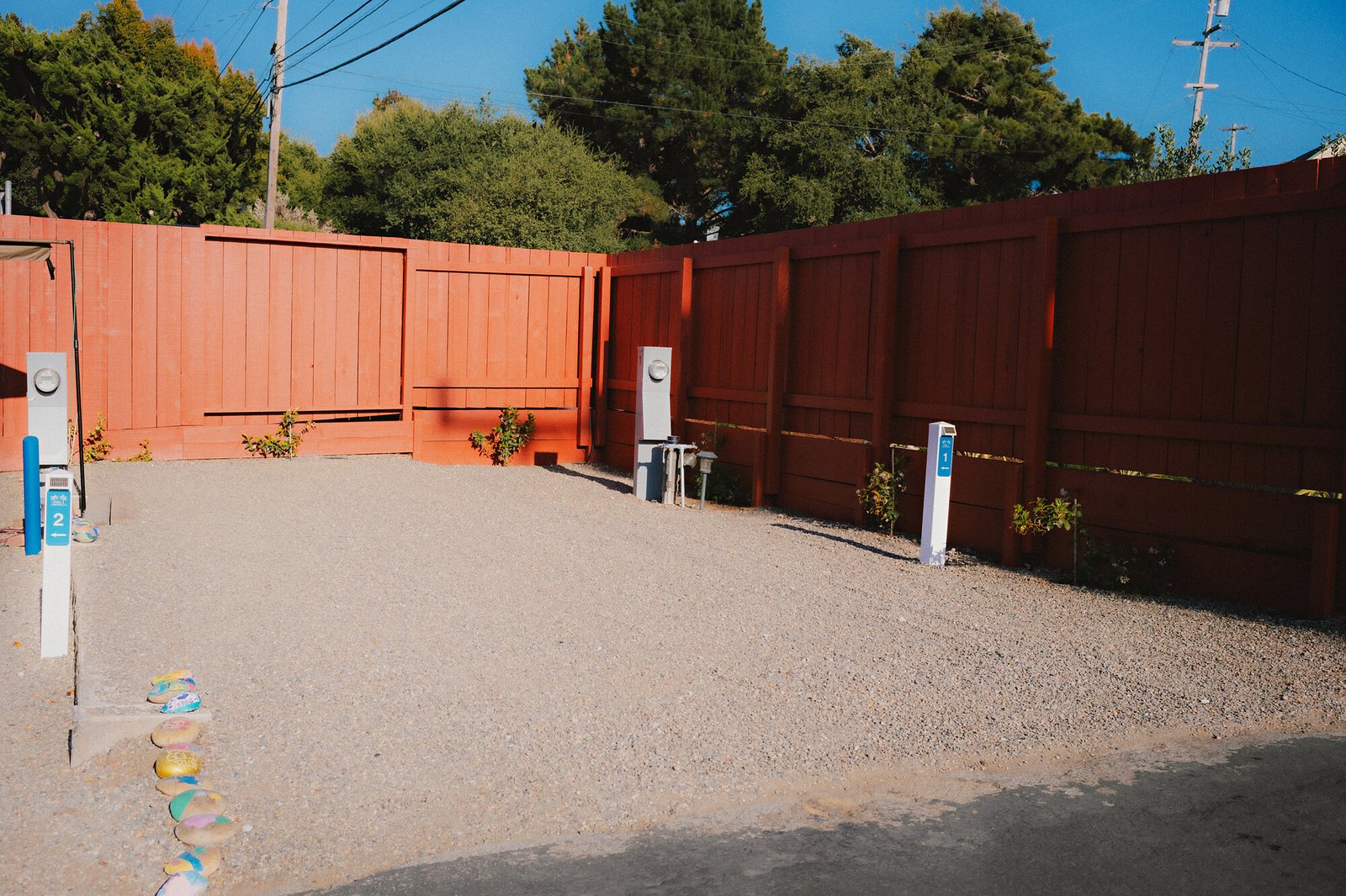 Empty Standard site 1 in the corner by the red fence, with full hookups