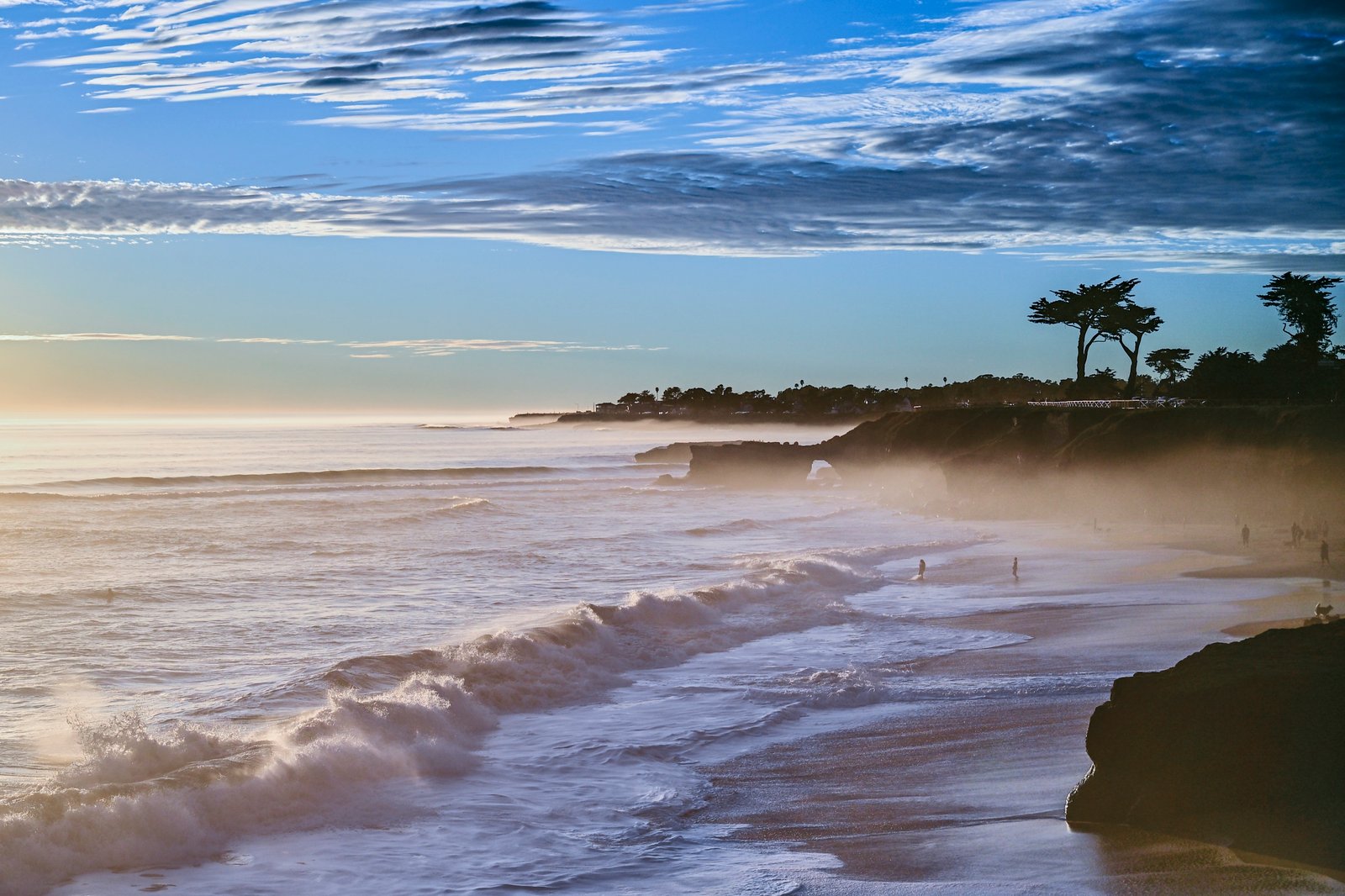 West Cliff Drive bluffs at sunset