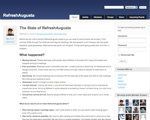 A webpage titled The State of RefreshAugusta features a blog post by Chris Harrison discussing event attendance planning and strategies The sidebar contains a login section links and a list of recently active members