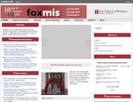 Screenshot of the Fox School of Business Management Information Systems webpage featuring news upcoming events navigation menus a TT Awards section with a photo and links for students alumni and resources
