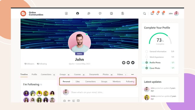 Add All updates Category for Profile Timeline