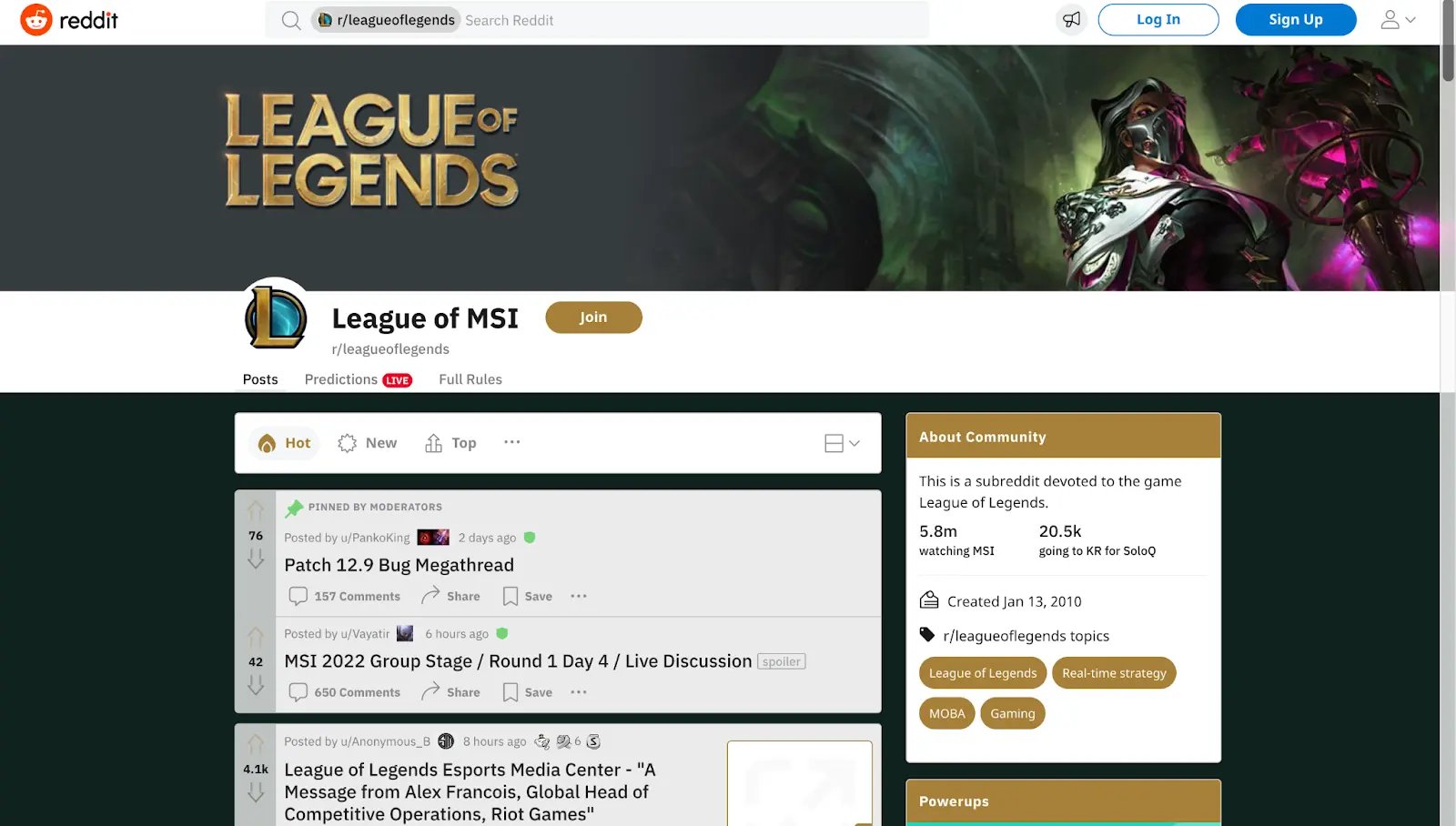 Gaming Communities Example  League of Legends