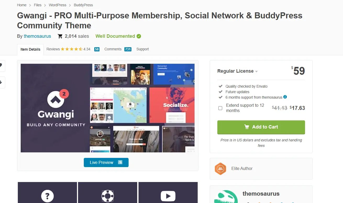 Gwangi  Best WordPress Social Community theme