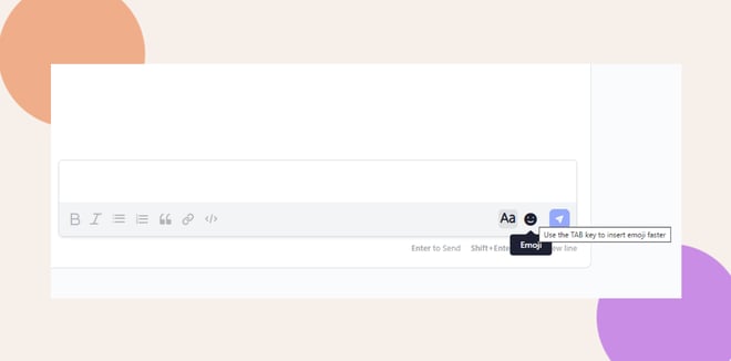 This screenshot shows where you can add emojis and use formatting in your private message