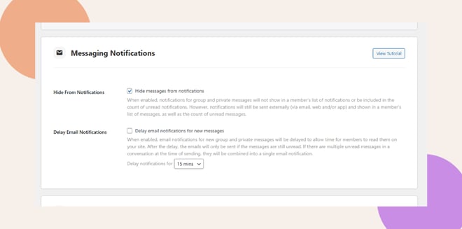 This screenshot shows where to configure the message notification settings