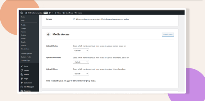This screenshot shows where to setup media access control