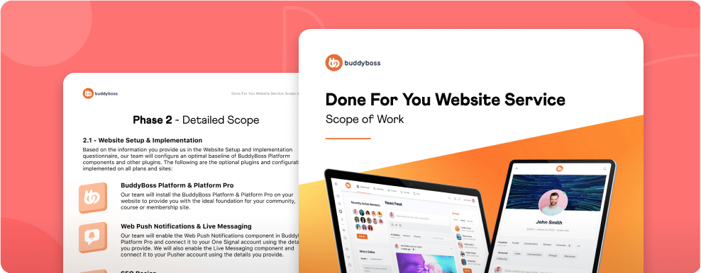 BuddyBoss DFY work scope