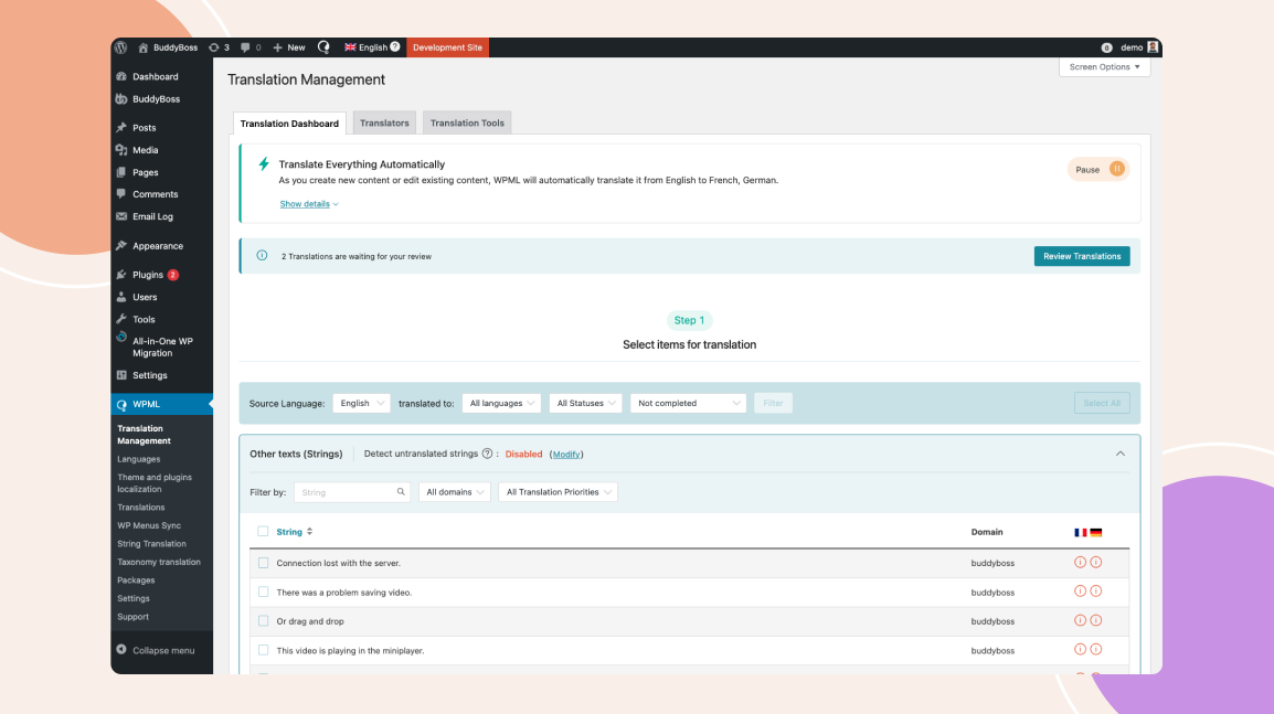 Buddyboss app integration