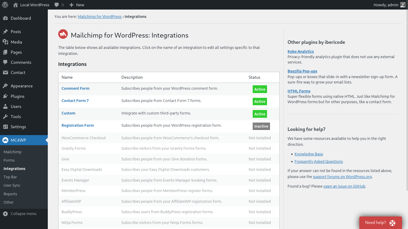 Mailchimp for WordPress MC4WP