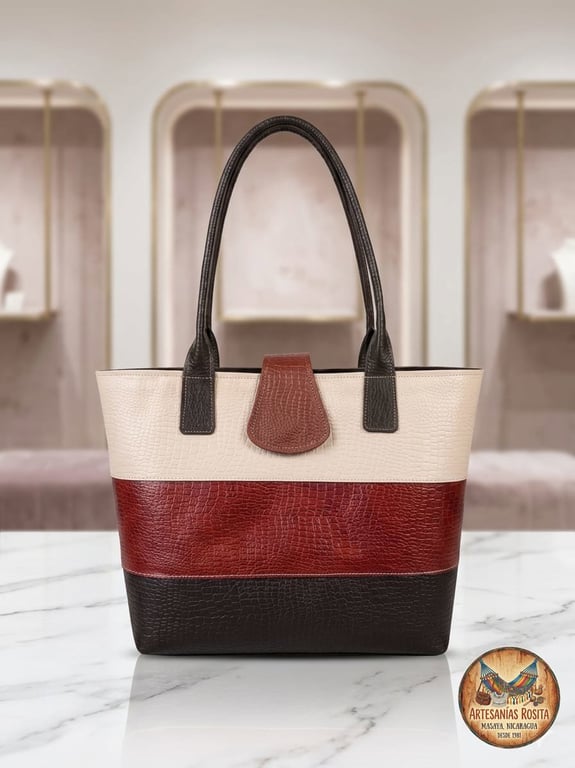Bolso de cuero tricolor