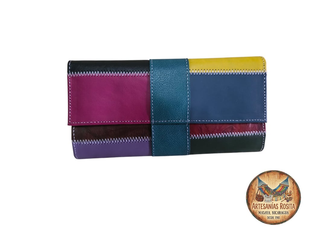 Billetera de cuero multicolor