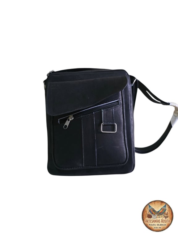 Bolso cruzado de cuero negro