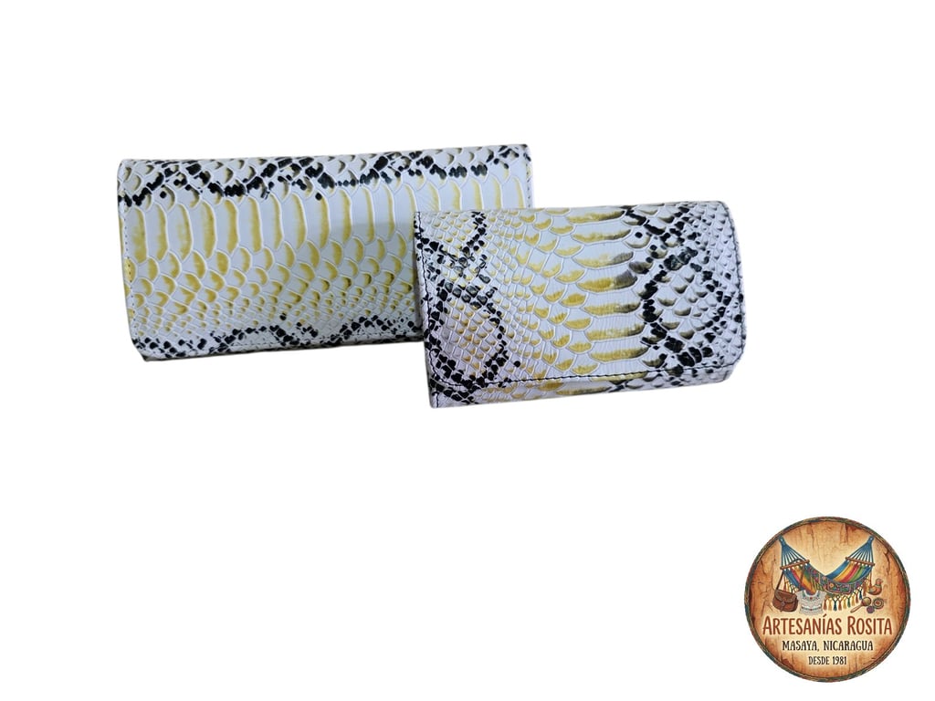 Set de Carteras de Cuero Estampado Serpiente