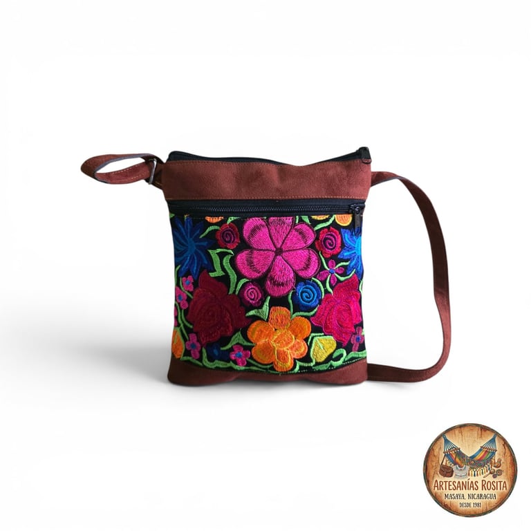 Bolso Cruzado Bordado Floral