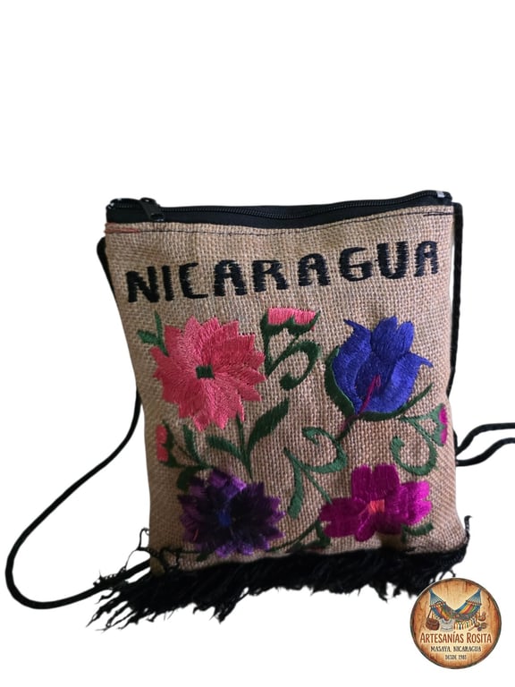 Bolso Cruzado de Yute Bordado Nicaragua