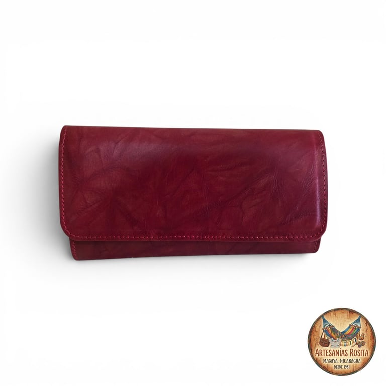 Billetera de cuero rojo