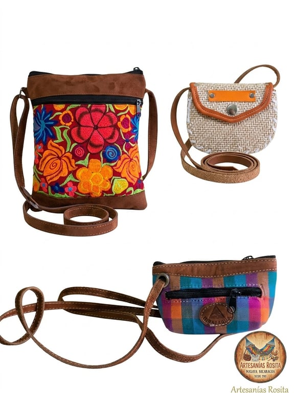 Set de bolsos artesanales bordados
