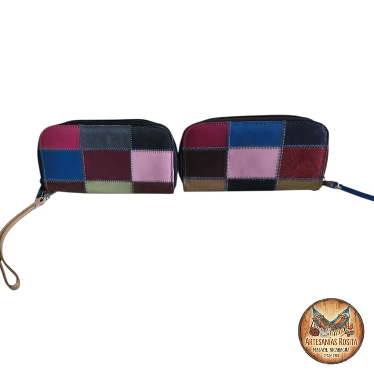 Billetera de Cuero Patchwork Multicolor