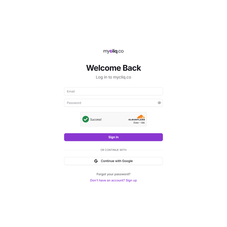 MyCliq Auth Screen 2