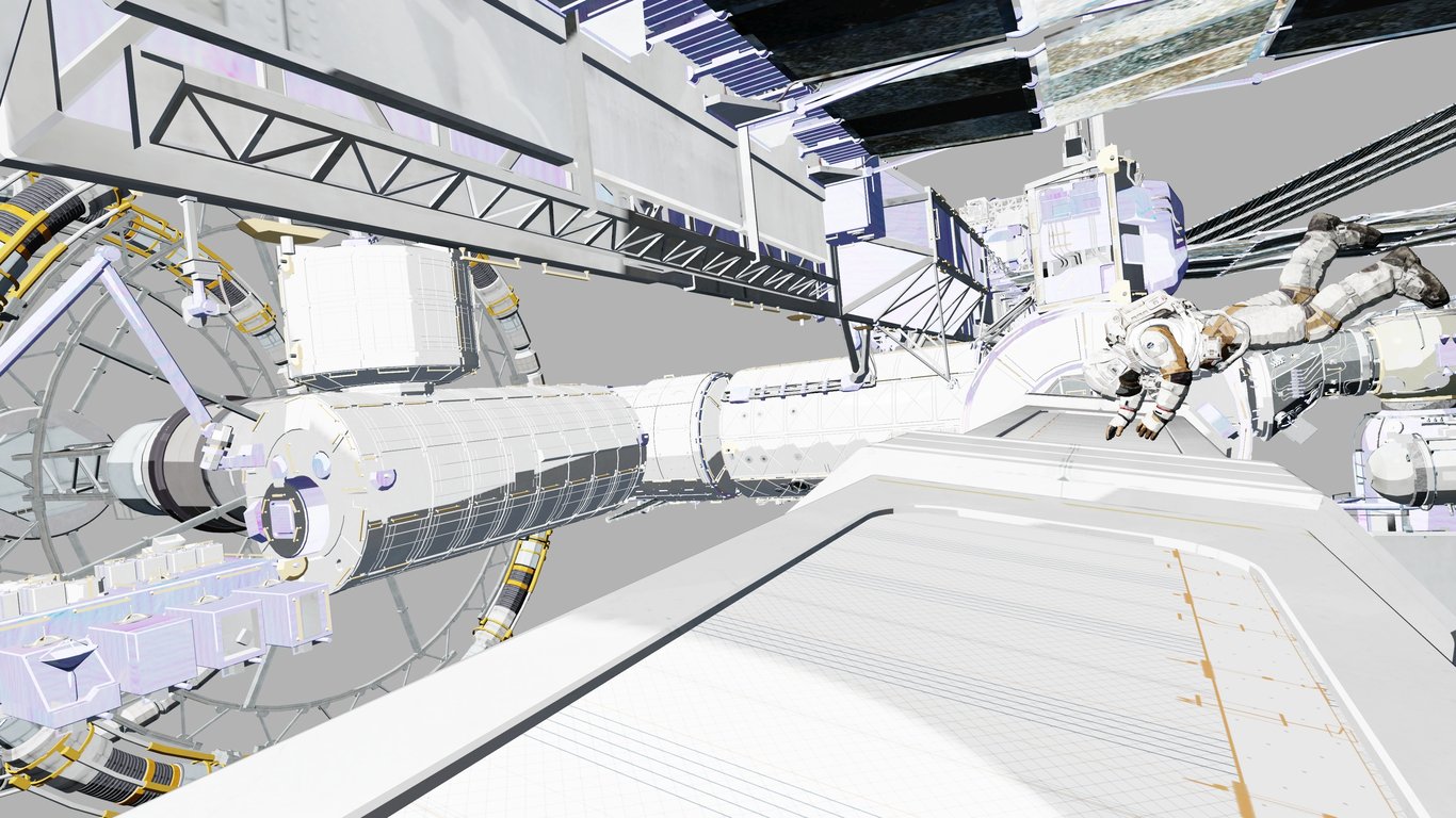 Scene in the 3D viewport during production
