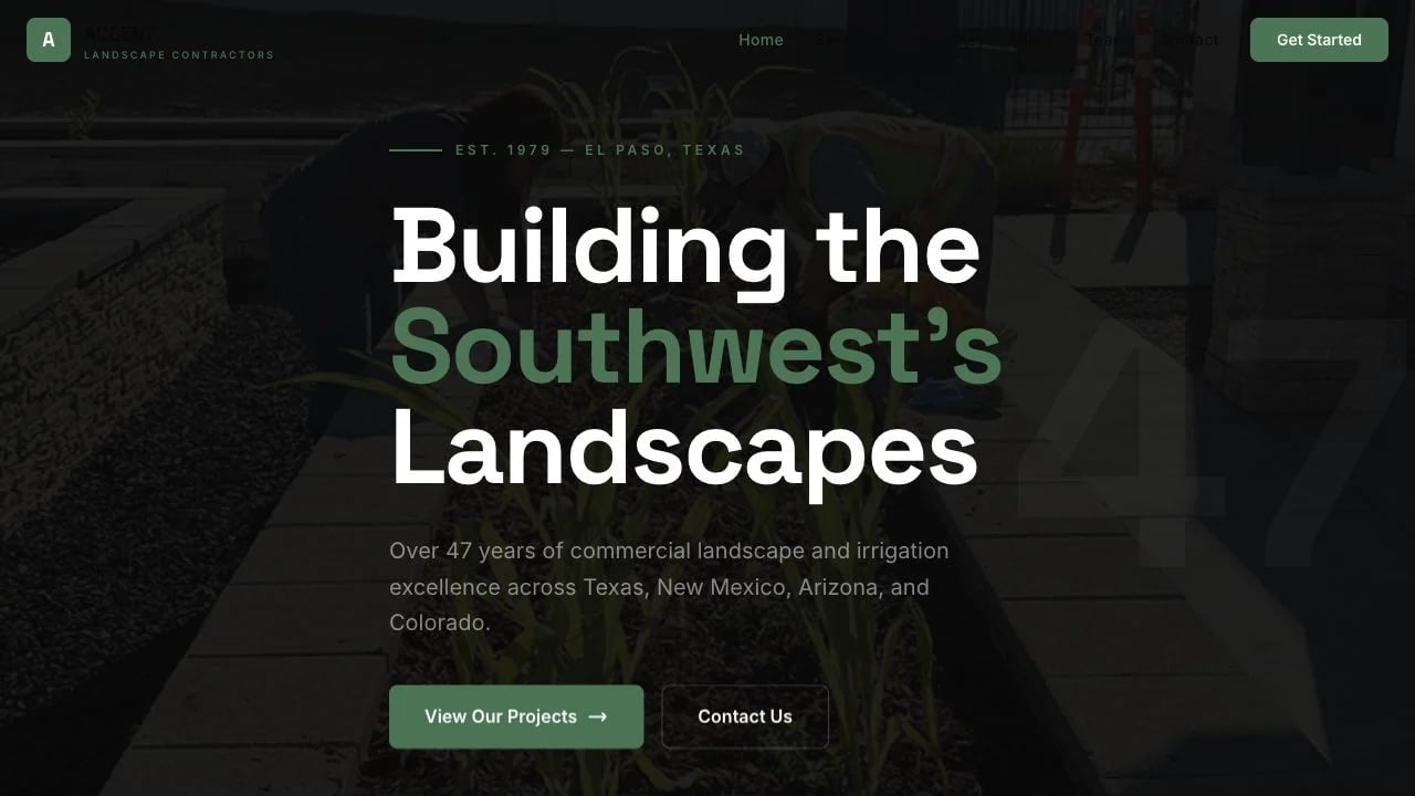 Accent Landscape Contractors website redesign concept