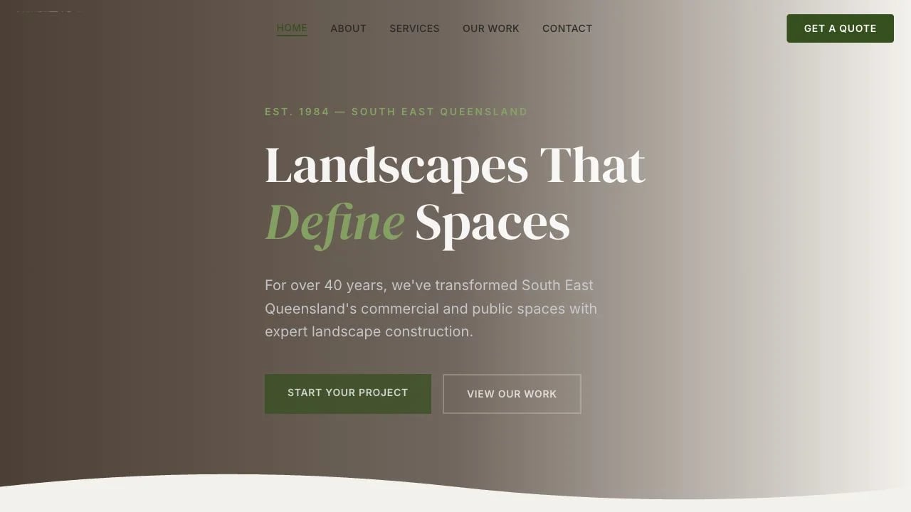 Ace Landscapes Qld website redesign concept