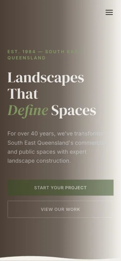Ace Landscapes Qld concept at mobile width