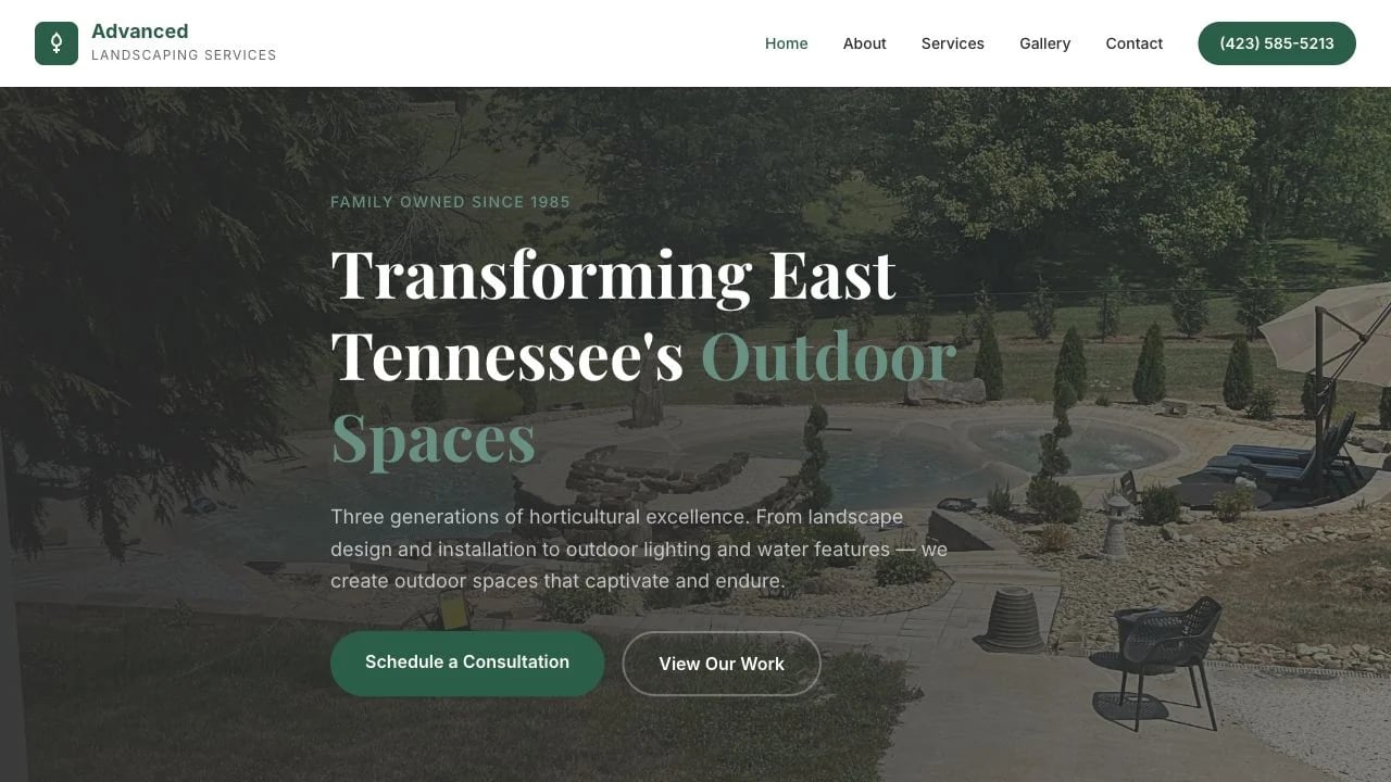Advanced Landscaping Services website redesign concept