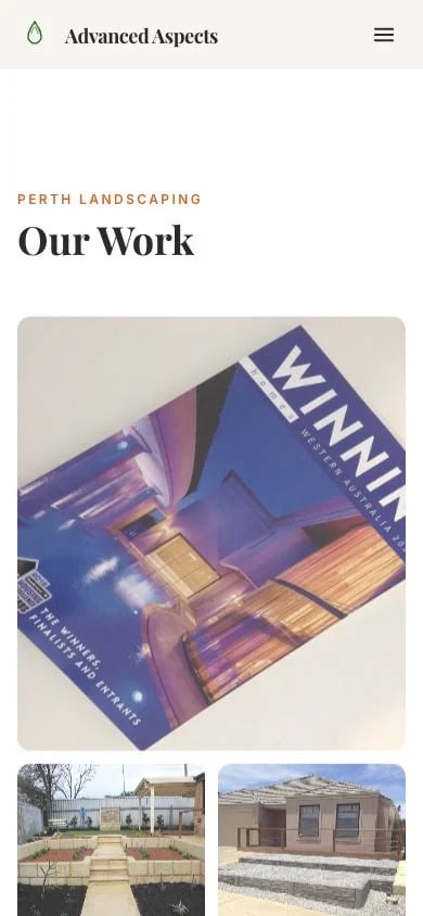Advanced Aspects concept at mobile width