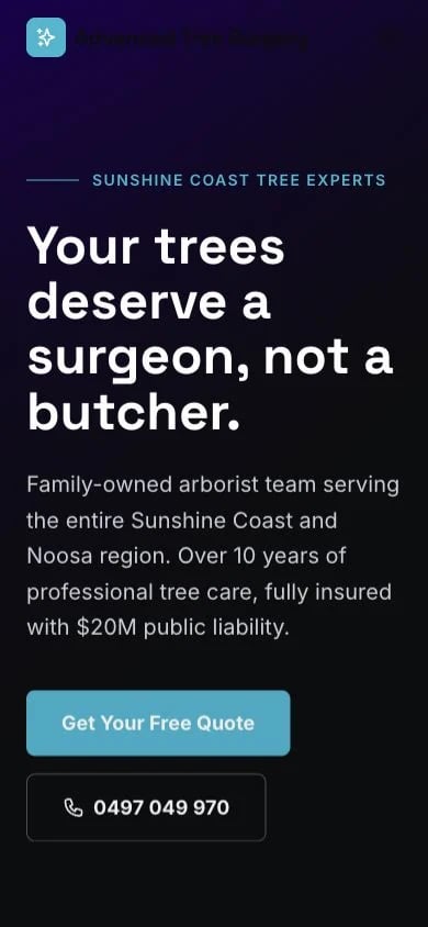 Advanced Tree Surgery Sunshine Coast concept at mobile width