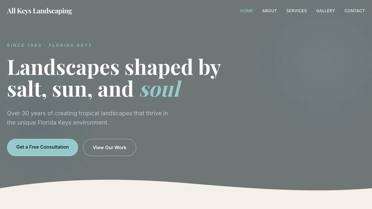 All Keys Landscaping website redesign concept