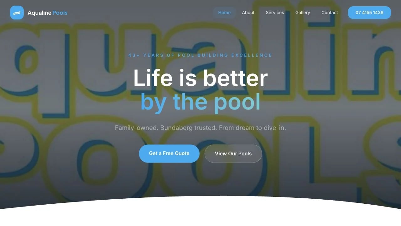 Aqualine Pools & Spas website redesign concept