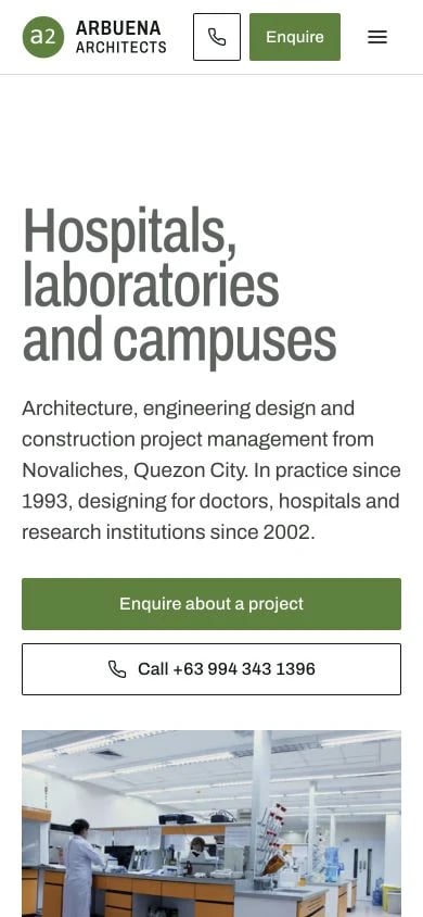 ARBuena Architects concept at mobile width