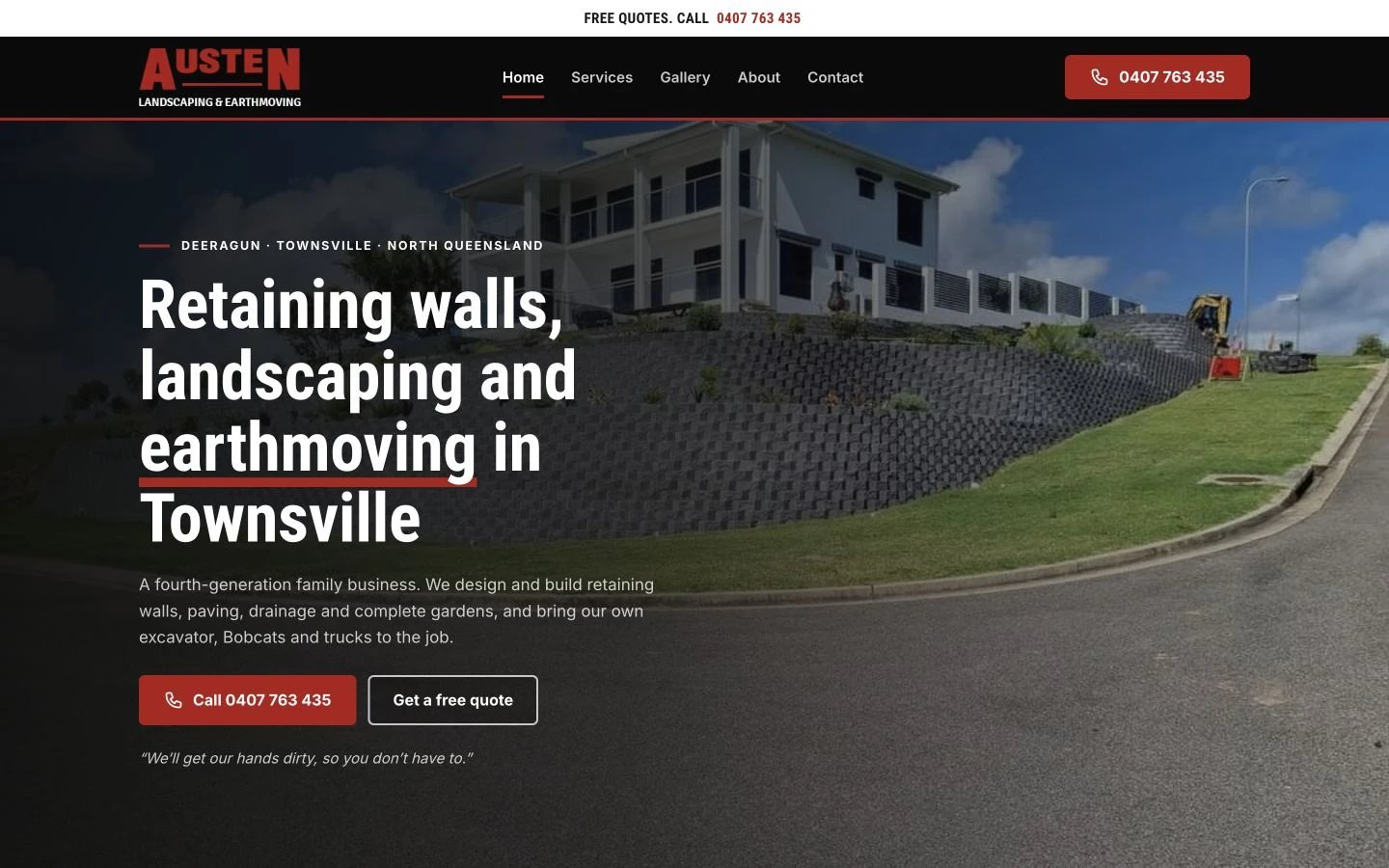 Austen Landscaping & Earthmoving website redesign concept