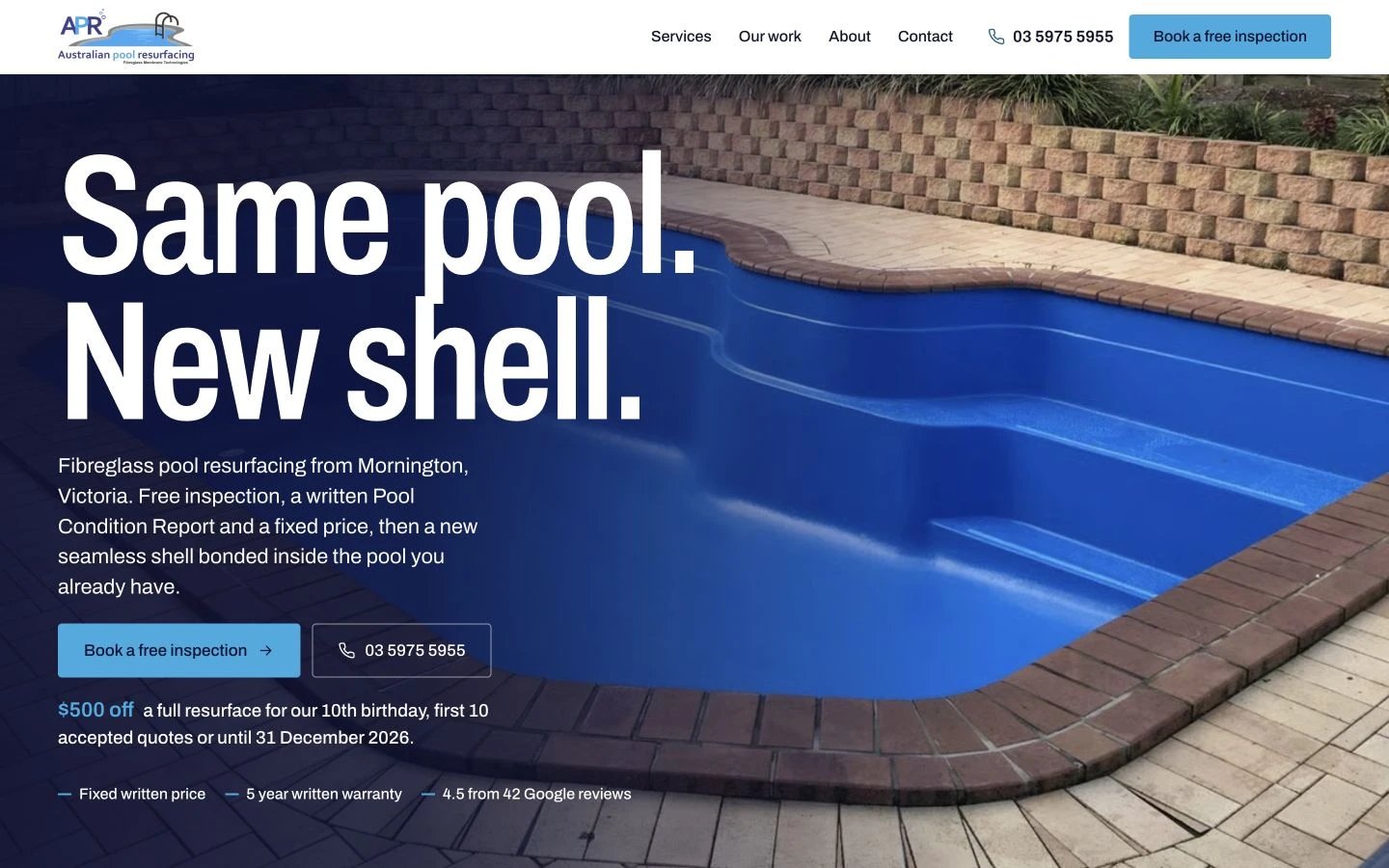 Australian Pool Resurfacing website redesign concept