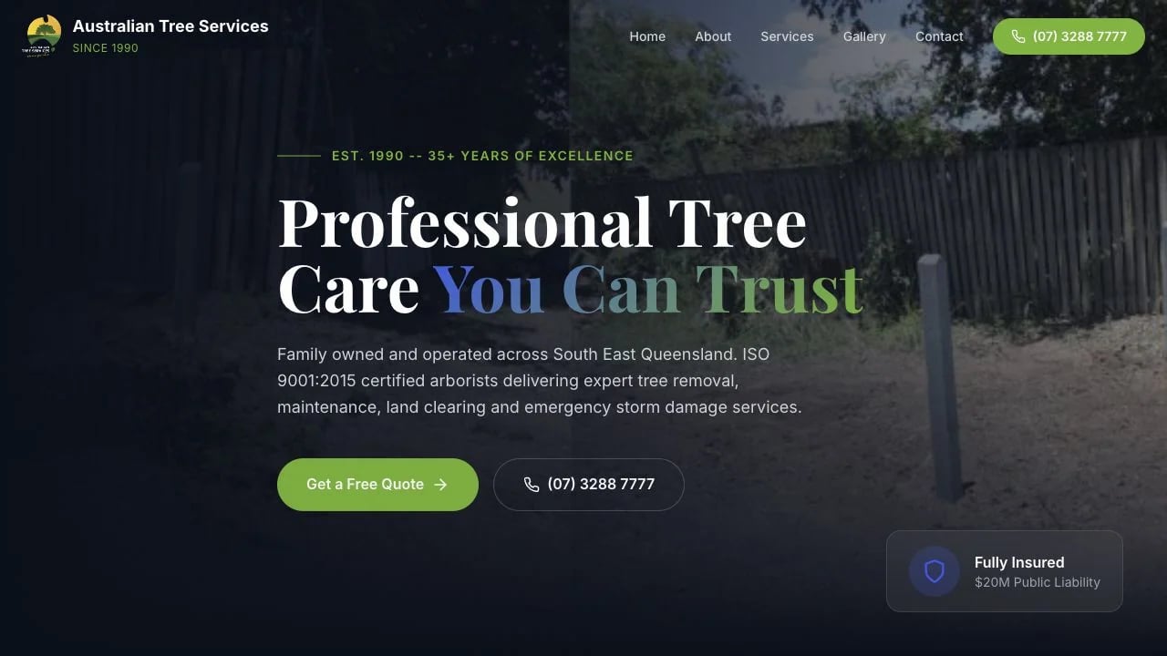Australian Tree Services website redesign concept
