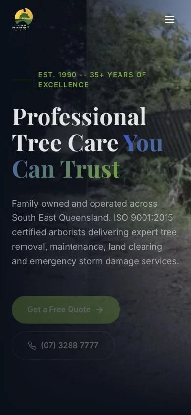Australian Tree Services concept at mobile width